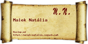 Malek Natália névjegykártya